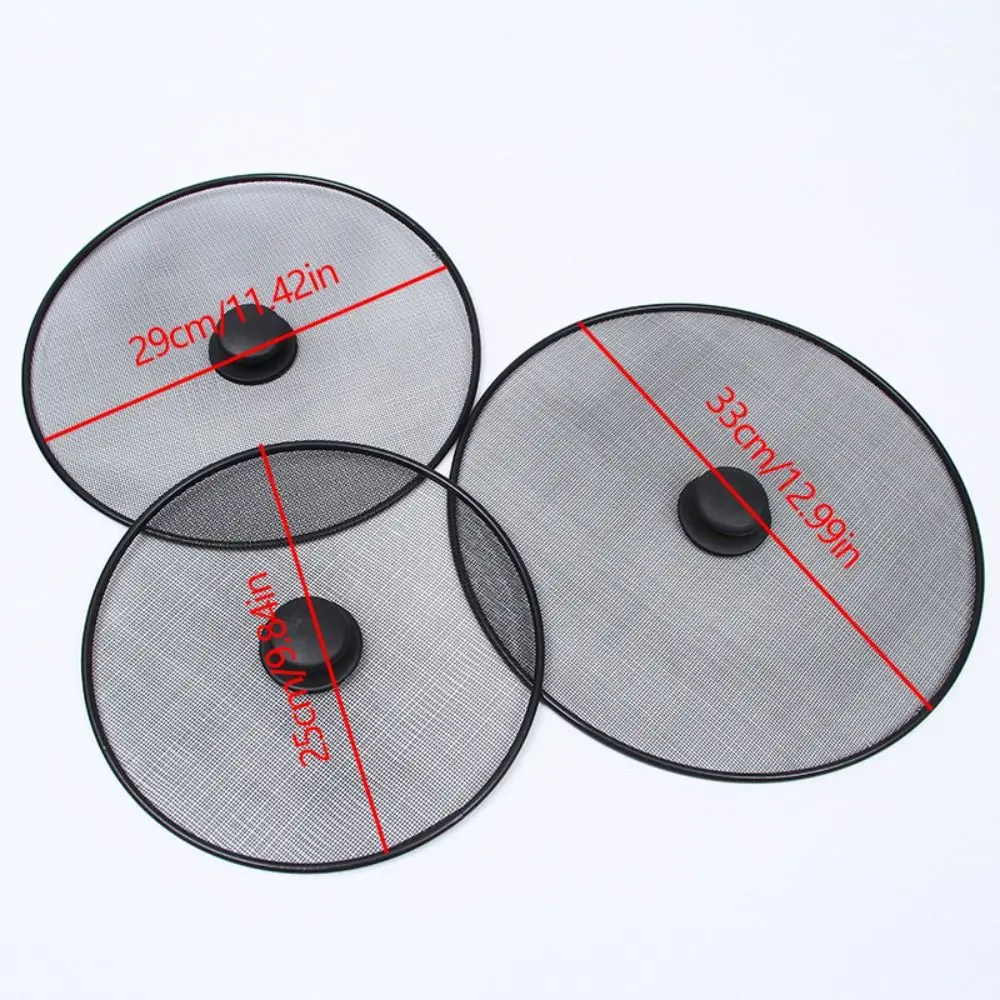 Black Splatter Screen Anti Grease Frying Pan Oil Splash Guard Fine Mesh Splash Guard Cover Lid Gadget Kitchen Tool with Handle