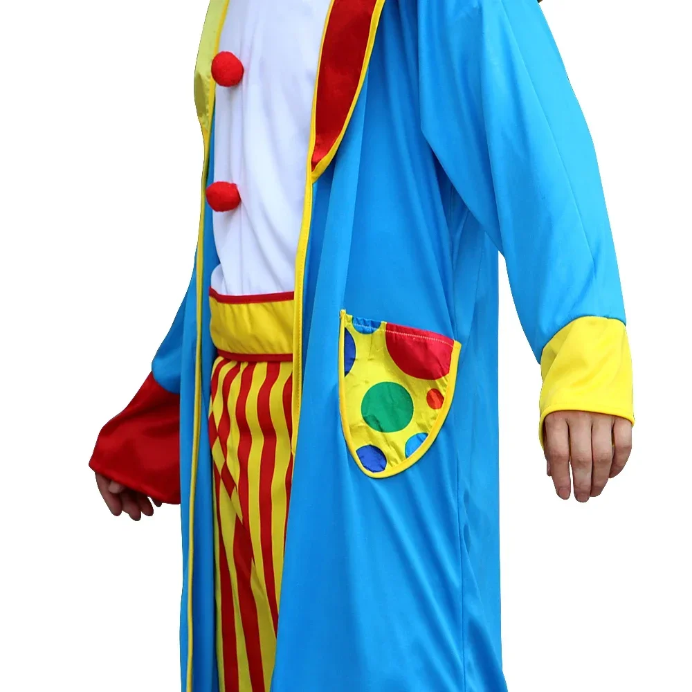 Adult Men Clown Costume With Mask Wig Funny Circus Naughty Harlequin Uniform Men Fancy Dress Cosplay