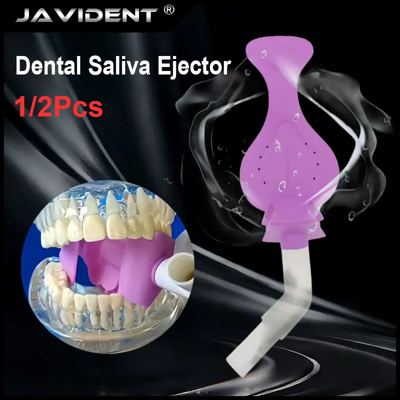 Dental Materials and Instruments Oral Suction Tubes Silicone Suction Tips with Tongue Guard Heat-Resistant and Sterilizable