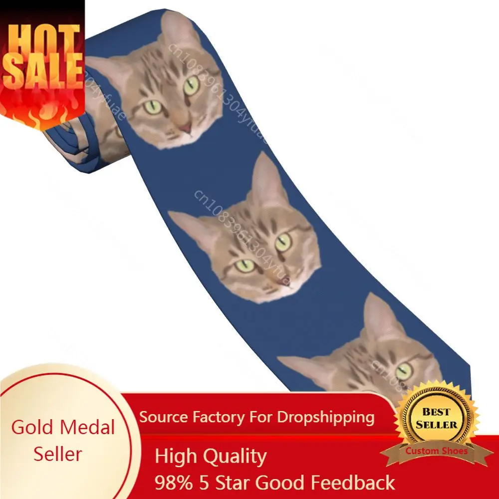 

Tabby Cat Men Neckties Slim Polyester 8 cm Narrow Neck Tie for Mens Suits Accessories Wedding Business