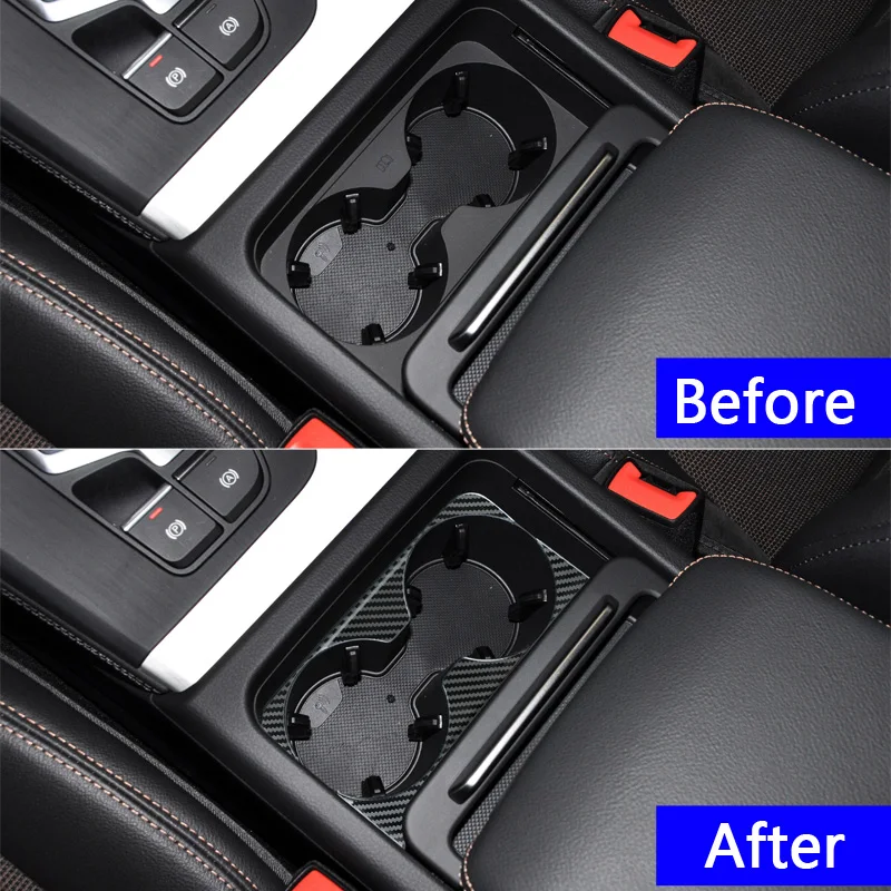 Stainless Steel Car Console Water Cup Holder Frame Decorative Cover Stickers Trim For Audi Q5 FY 2018-22 Interior Accessories