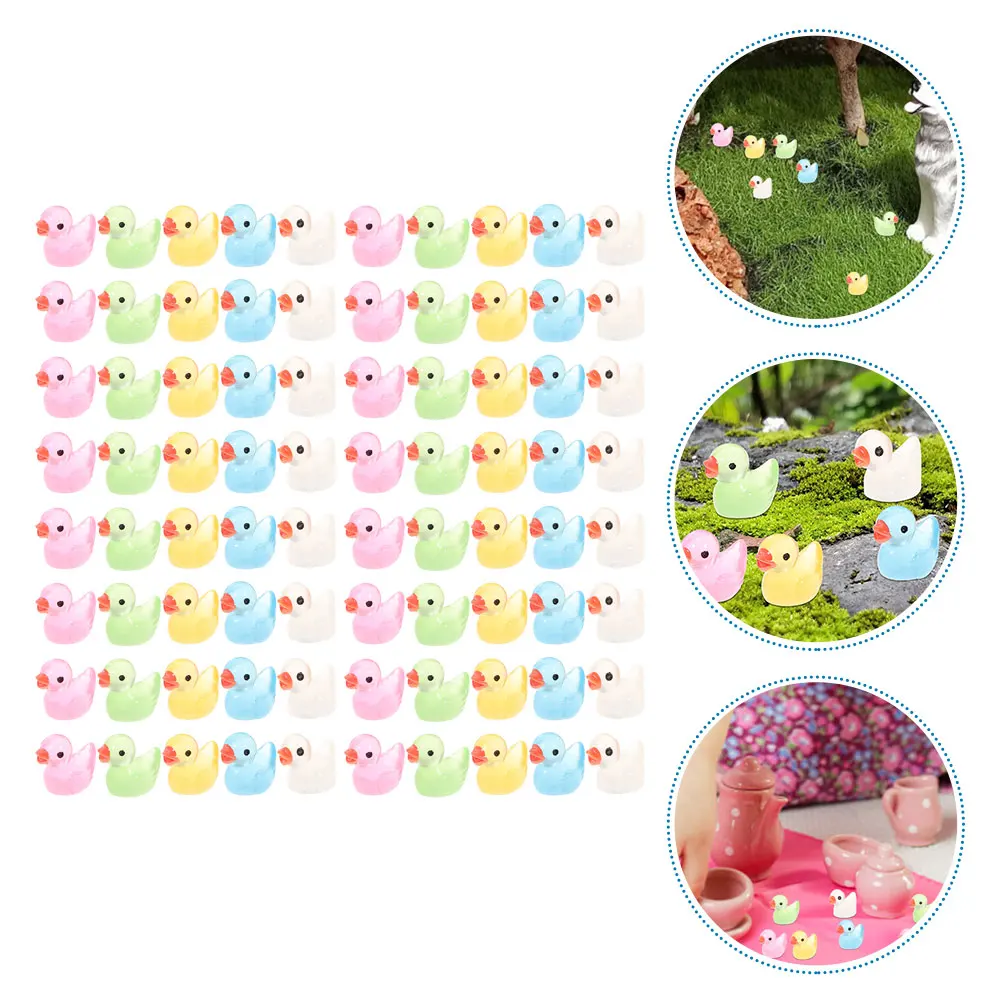 

100pcs Resin Statue Glow Resin Mini Duck Garden Decor s Home Decor Garden Accessories Miniature Duck Statue