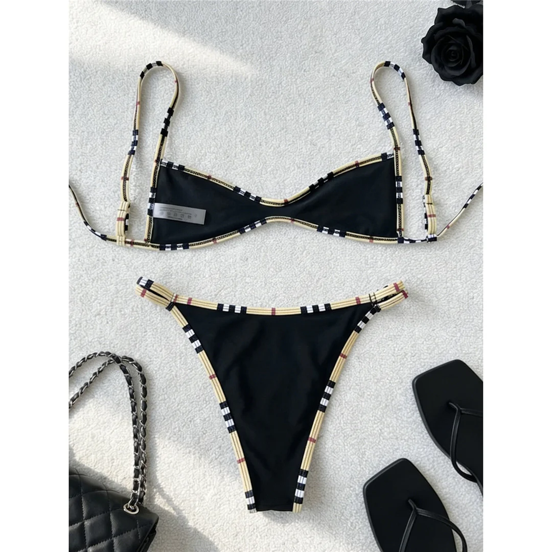 XS - L 2026 Bedruckter Bikini mit Polka Dots, Damen-Badeanzug, zweiteiliger Bikini-Set, kariertes Badeoutfit, Badeanzug, Schwimmanzug V8039 – Detail 13