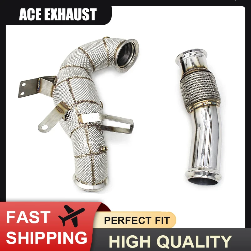 

ACE Exhaust Systems Downpipe for Mercedes Benz A45 CLA45 GLA45 AMG W177 2.0T SUS304 Performance Exhaust Header with Heat Shield