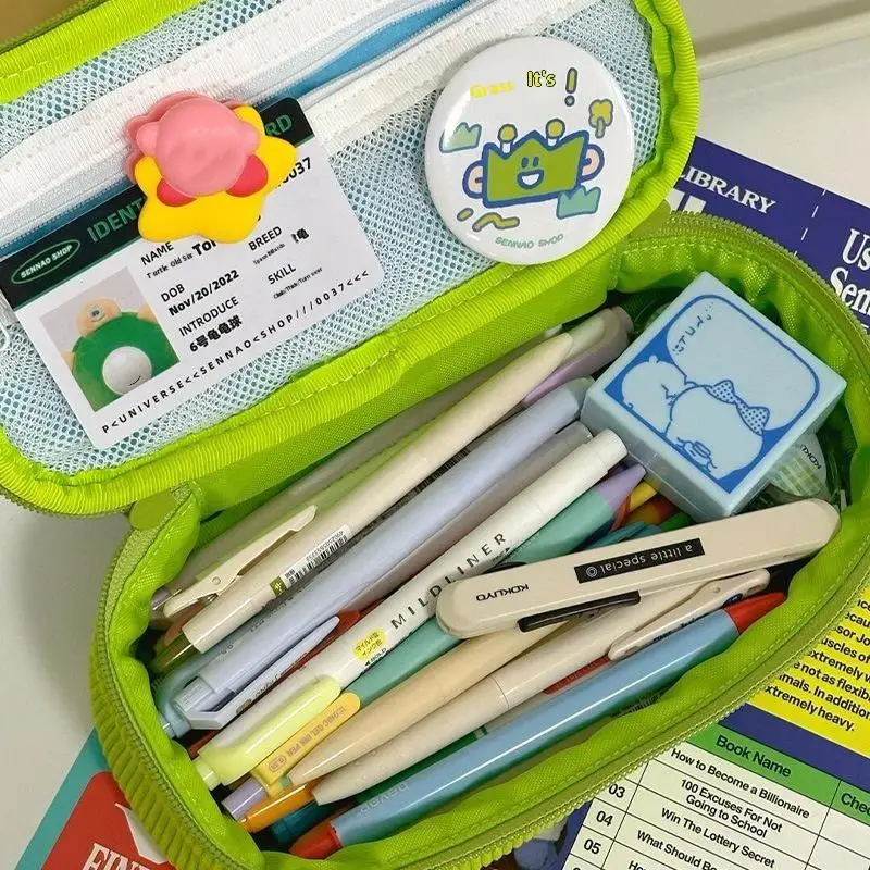 Cute Grass Design Musical Cake Cartoon Girl's Large Capacity Pencil Case for School