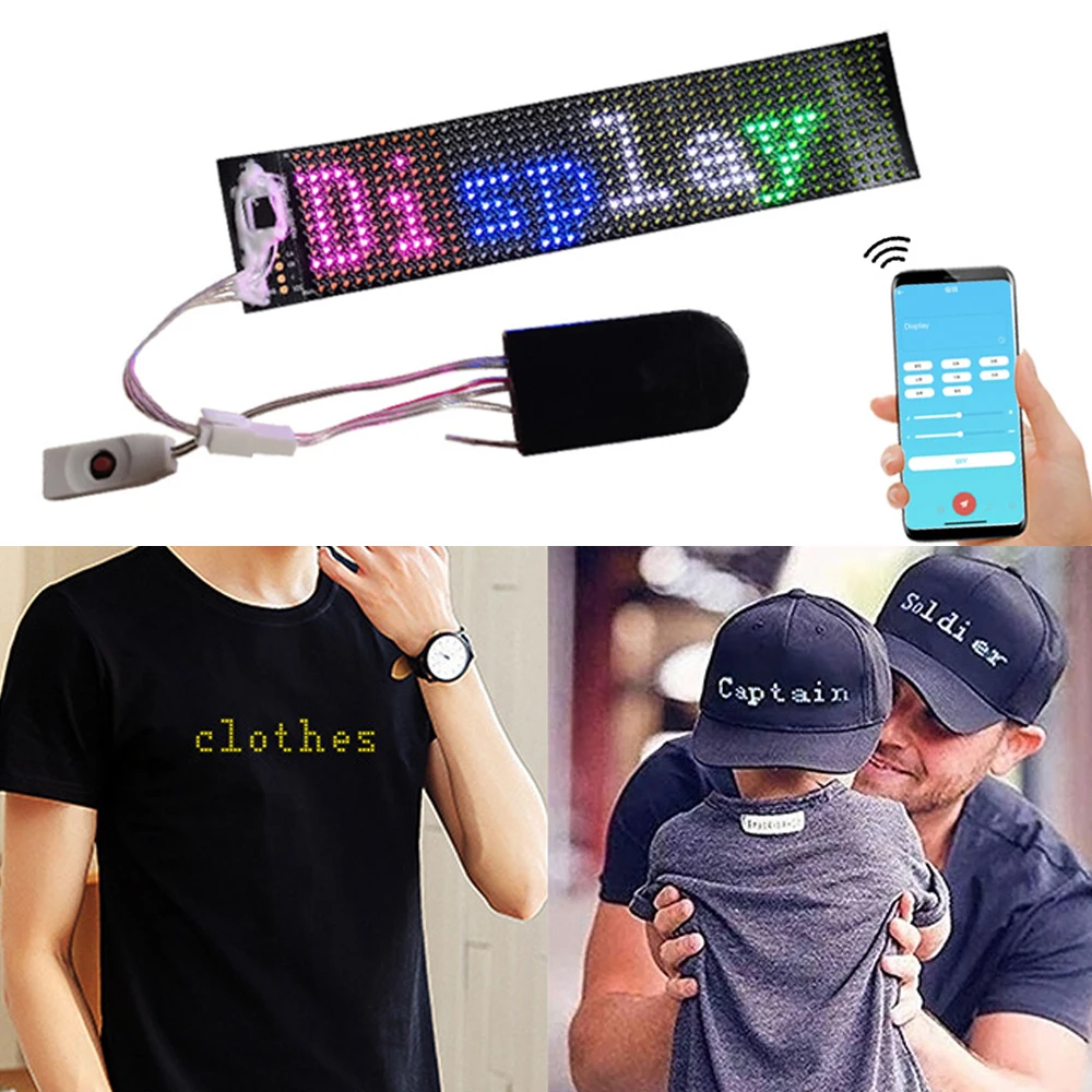 New Bluetooth LED Name Badge DIY Programmable Scrolling Message Board Mini LED Display Multi-language Text Digit Pattern Display