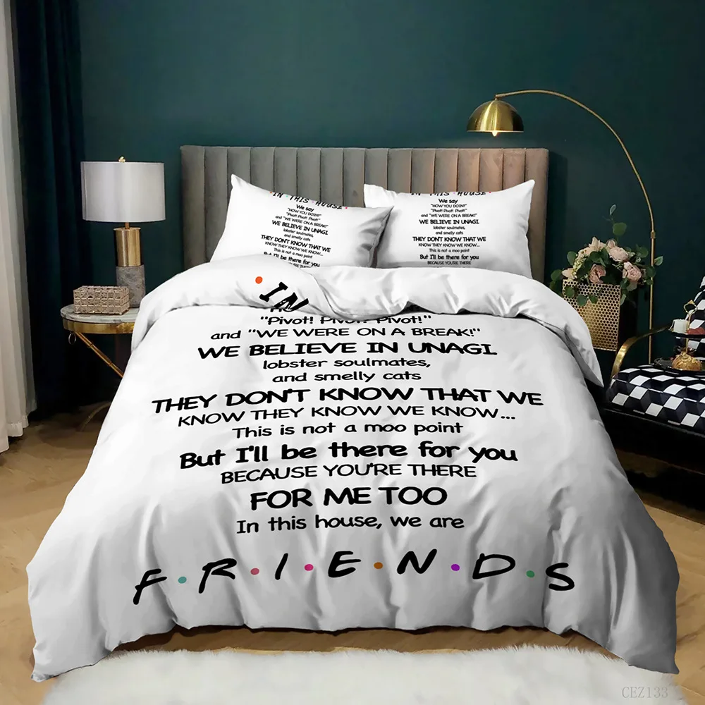 

Friends Tv Show Style Bedding Set For Bedroom Soft Bedspreads For Bed Linen Comefortable Duvet Cover Quilt And Pillowcase