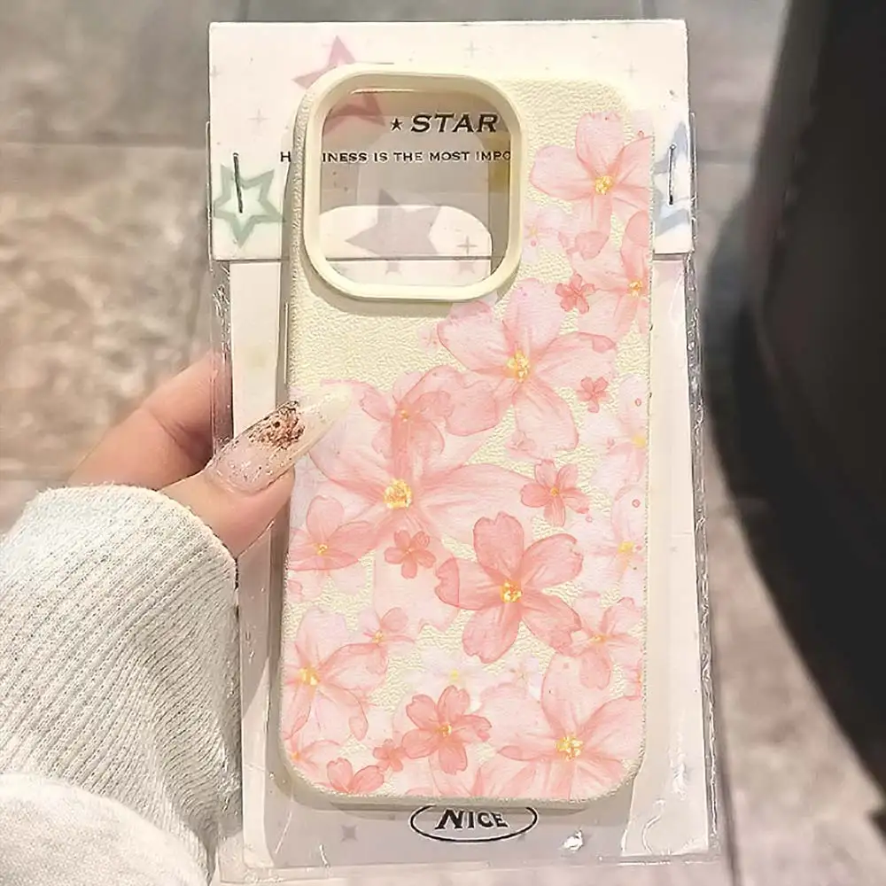 Pink Sakura Floral Matte Phone case For iphone 17 16 15 13 12 11 14 Pro Max 17Air XR X XS 14 15 16 Plus 15 Pro Soft TPU Cover