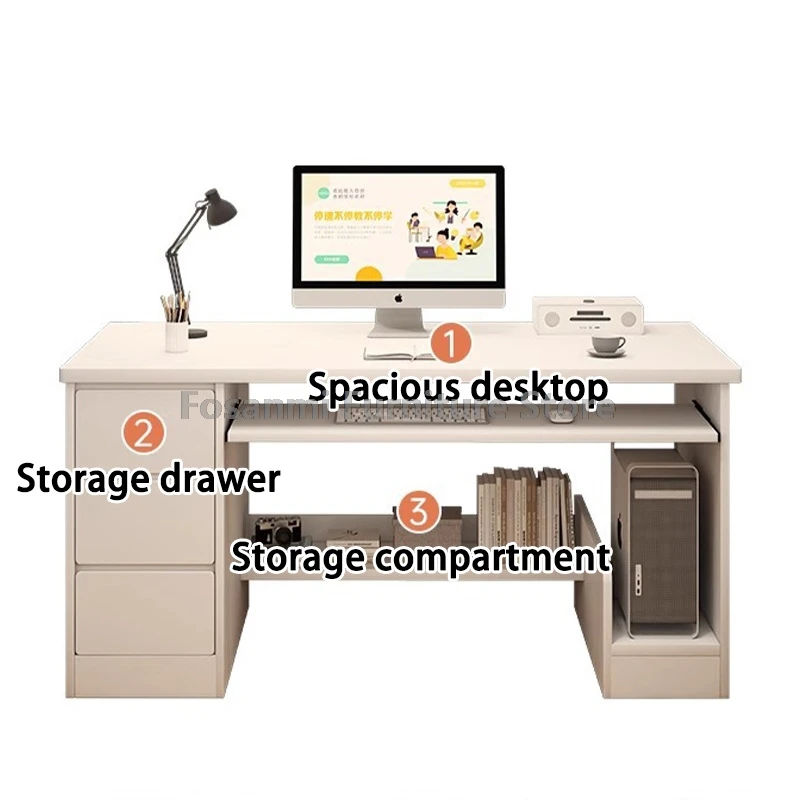 Gamer Room Gaming Computer Table with Storage Drawers White Large Workspace Study Work Desks Multi-Functional Home Office Desk