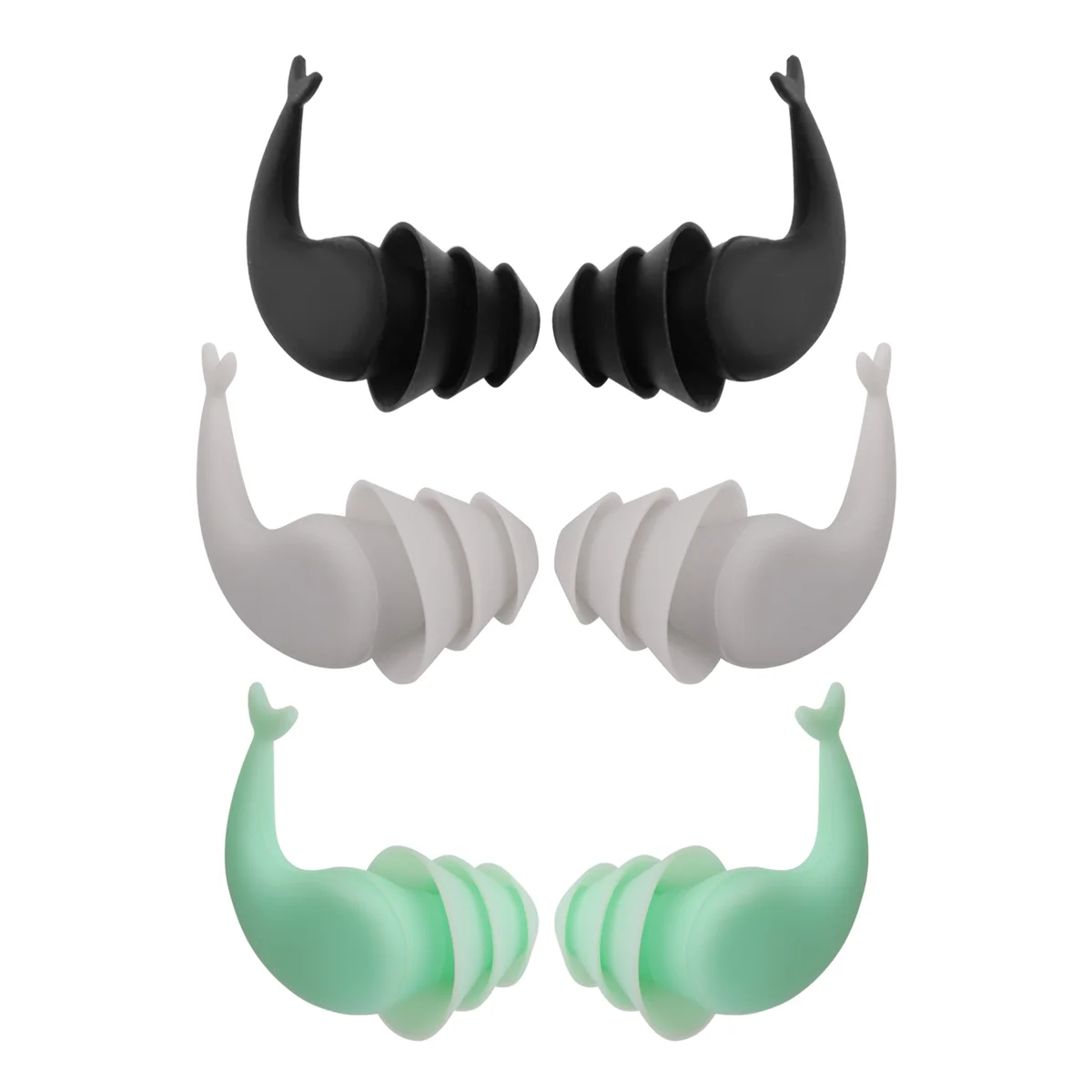 Grandes tampões de ouvido ultra confortáveis à prova d'água, tampões de ouvido de natação, tampões de silicone reutilizáveis para esportes aquáticos, 3 pares