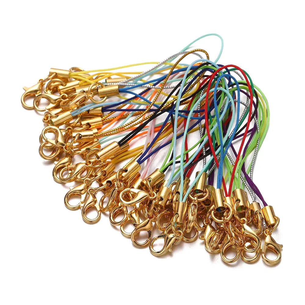 20-100Pcs Gold Color Keychain Rope with Lobster Clasp Lanyard Lariat Strap Cords DIY Keyring Pendant Cord Jewelry Making