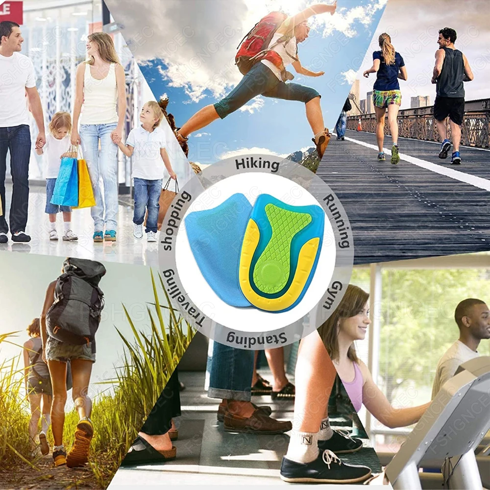 أكواب كعب من السيليكون لالتهاب وتر العرقوب إدراج حذاء جل لتهاب الكعب التهاب اللفافة الأخمصية لتخفيف الآلام وسادة نعل نصف كعب