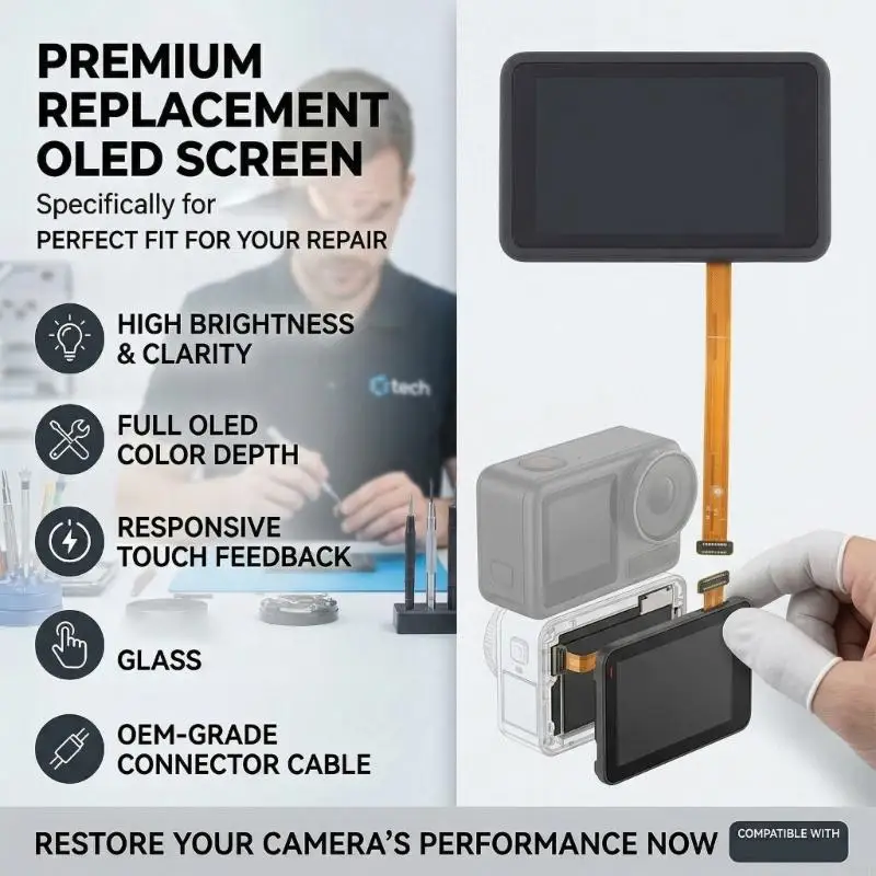 

Replace LCD Screen For Action 5 Camera Rear Screen Display Replacement Easy Installation Photography Accessories F19E