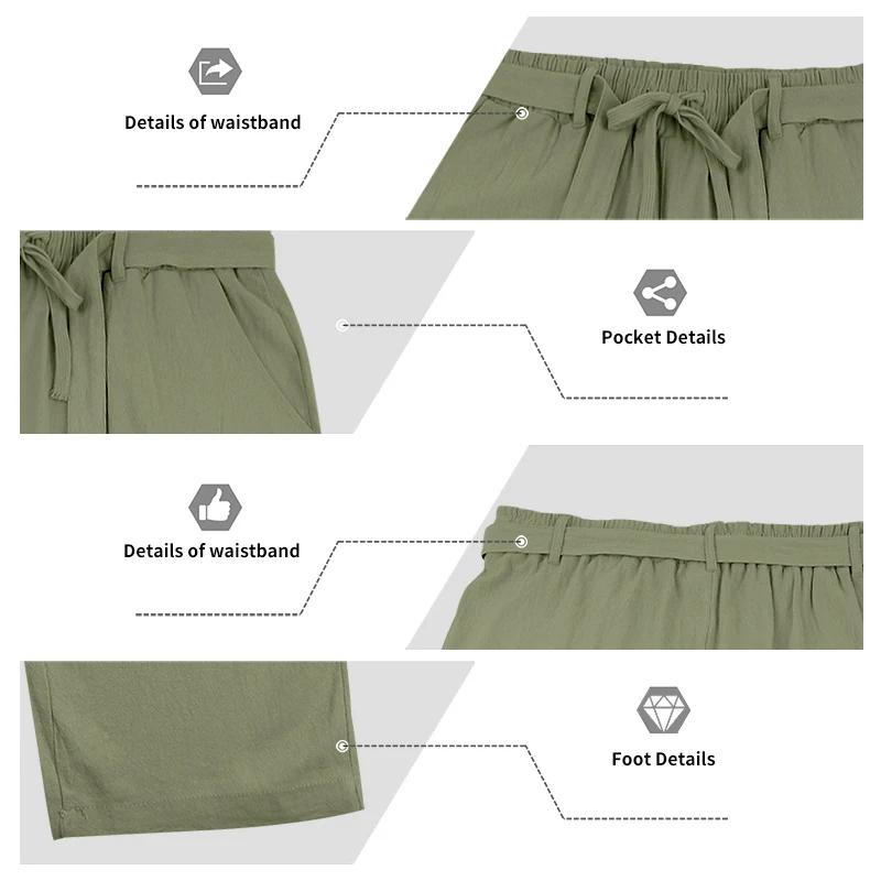 Herrenhose aus atmungsaktivem Leinen mit geradem Bein und elastischem Bund, lässige Urlaubshose für den Strand. – Detail 26