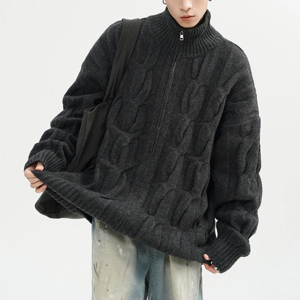 

Мужской вязаный кардиган Breezy с элегантным жаккардовым узором, идеально подходит для переходных сезонов, как весна или осень