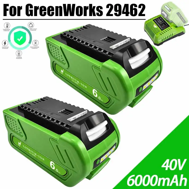 Akumulator do elektronarzędzi GreenWorks 29462 40 V 6000 mAh do 29462 29472 29282 G-MAX Zamienny akumulator do elektronarzędzi do kosiarek