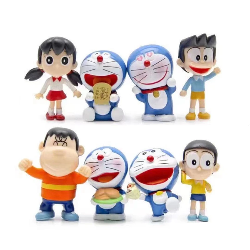 8ks sada japonec anime doraemon mini cifra modelka hraček sue nobi dorami plastový pvc bh sbírání obtisk rekvizity roztomilá panenka