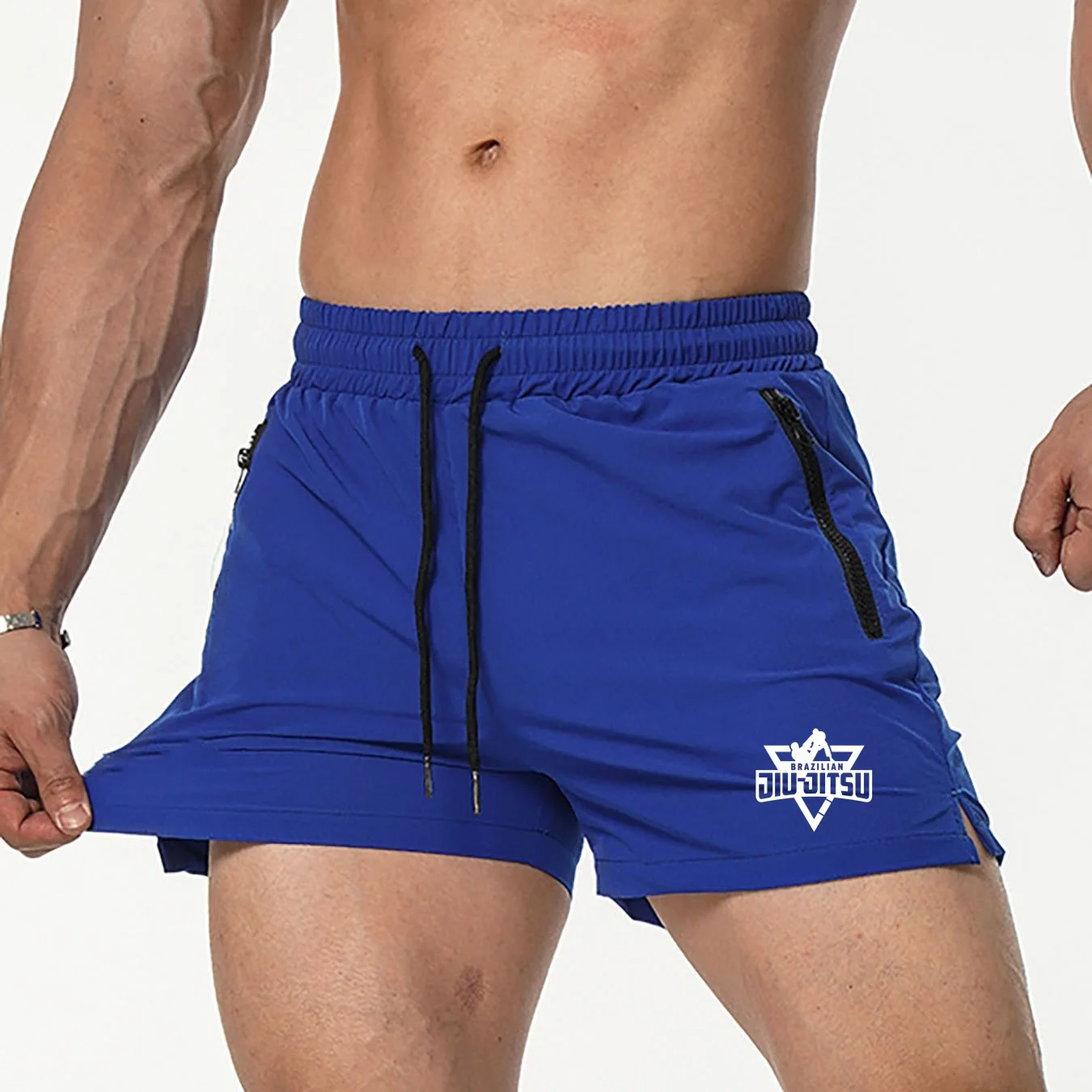 Men's Athletic Shorts, Zippered Multi-Pocket Breathable Indoor Workout Shorts, Summer Quick-Dry Basketball Shorts