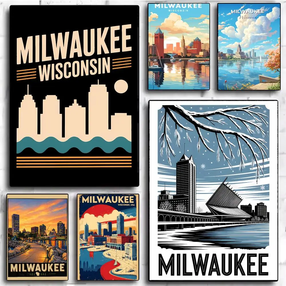 Scenic Wisconsin City M-Milwaukee Poster Modern Home Decor & Interior Design | Wall Art Collection