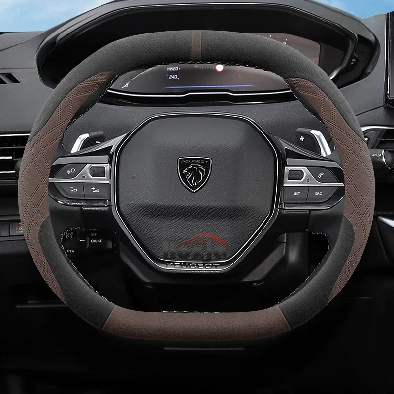 Nachgebaute Modifizierte Doppel-D Wildleder-Lenkradabdeckung für Peugeot 2008 Base, 3008 Base, 4008 Base, 5008 Base, 308 Base Auto-Dekor – Detail 10