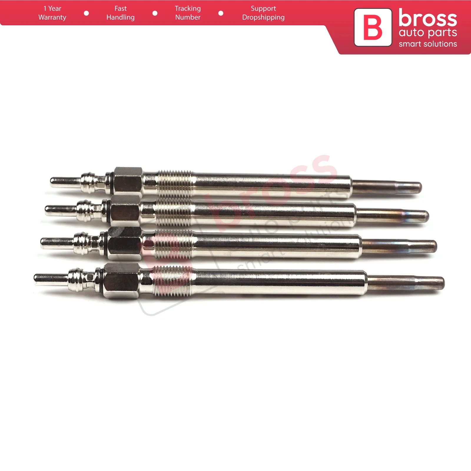 Bross Auto Parts BGP13-1 4 Pcs Heater Glow Plugs GX123, 05066840AA, GN055 for Chrysler Voyager Jeep BMC Ship From Turkey