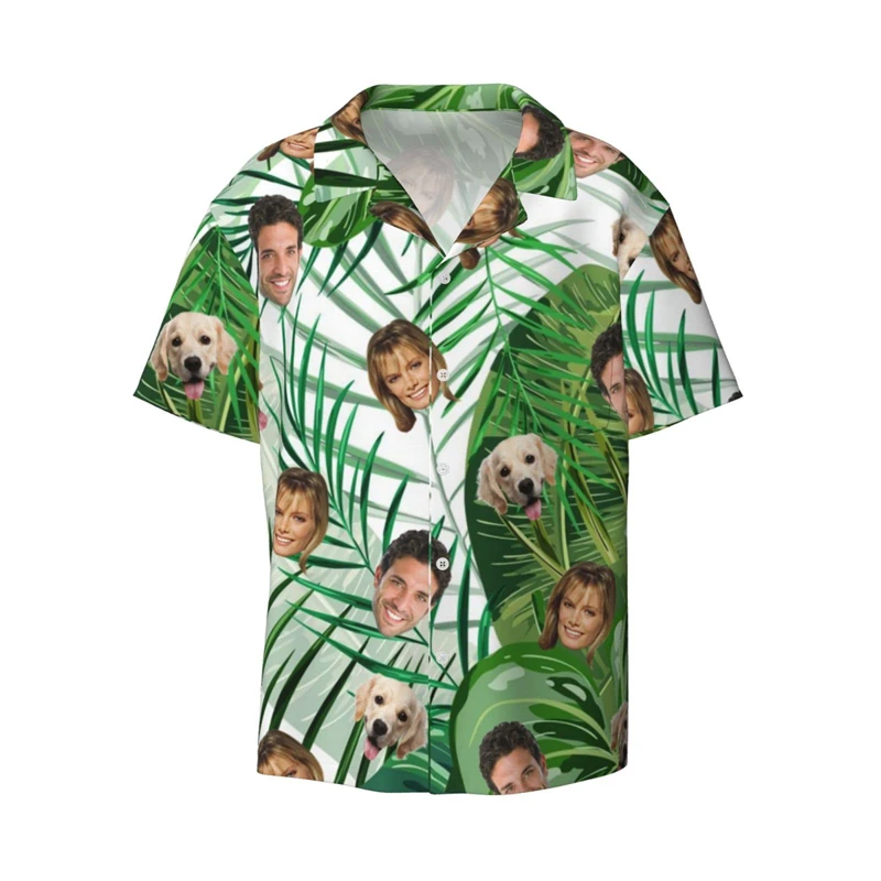 

Funny Custom Face Pet Couple Hawaiian Shirt Summer Fashion Personalized 3D Printed Shirt Casual Oversized Unisex Family Blouses