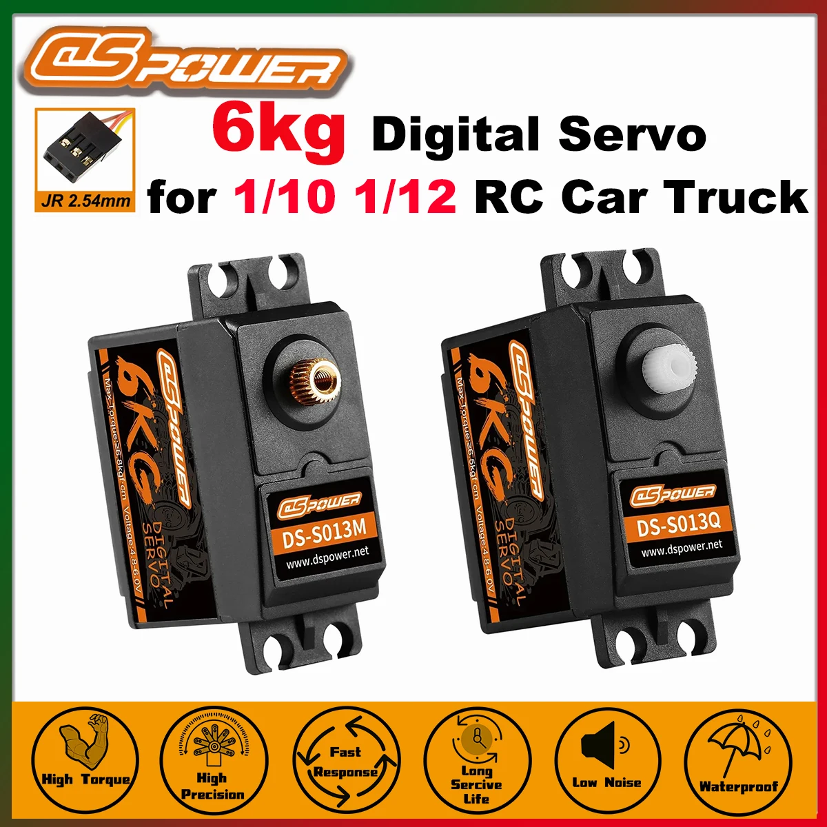 DSPOWER 6 kg Kunststoff/Metallgetriebe, wasserdichter digitaler Servo-Kernmotor für 1/10 1/12 RC Car Truck Crawler Wltoys 124018 124019 SCX10