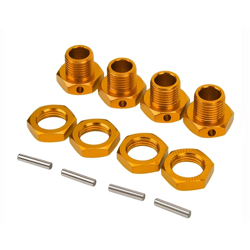 4 stuks Metalen 17mm Wiel Hex Hub Adapter met Moer 81011 voor Traxxas HPI Tamiya HSP Redcat Himoto 1/8 RC Auto Upgrade Onderdelen