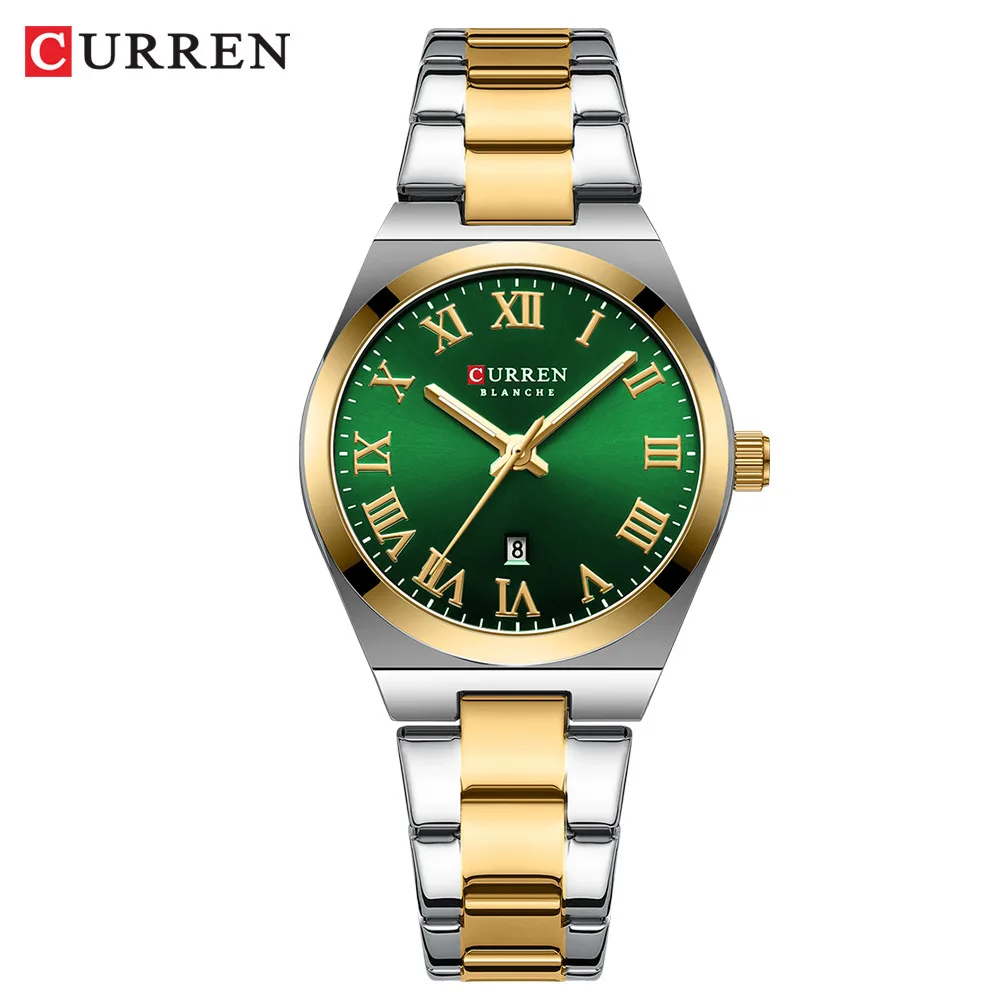 CURREN 9095 Women\'s Quartz Watch Fashion Calendar Leisure Analog Display Rose Gold Purple Stainless Steel Strap for Ladies Gift