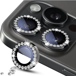 2-3Pcs Diamond Camera Protector for IPhone 14 15 Pro Max 12 Pro Tempered Glass Metal Rings Lens Case IPhone 12 11 Mini 14plus
