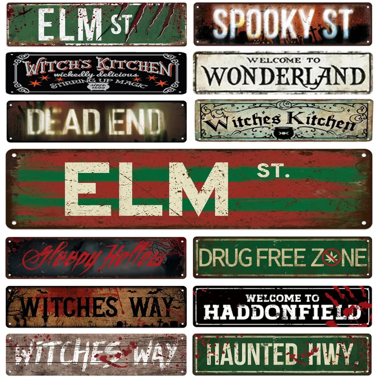 Decor ELM Witches Kitchen Vintage Tin Signs Funny Street Metal Signs Country Road Sign for Home Wall Cafe Bar Man Cave Outdoor