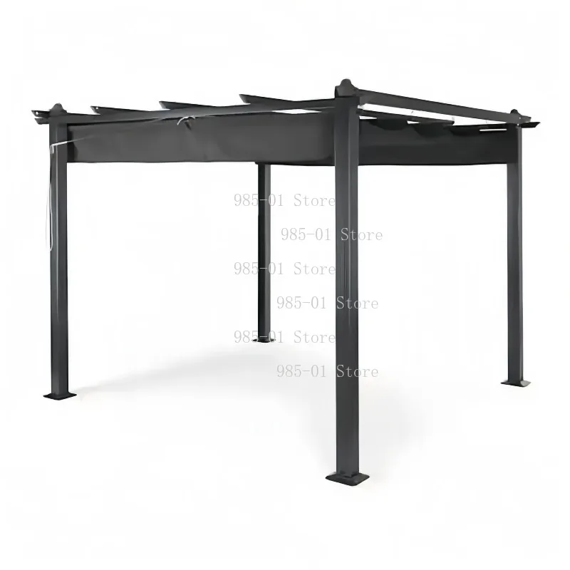 Outdoor Terrace Courtyard Sliding Canopy Manual Telescopic Garden Awning
