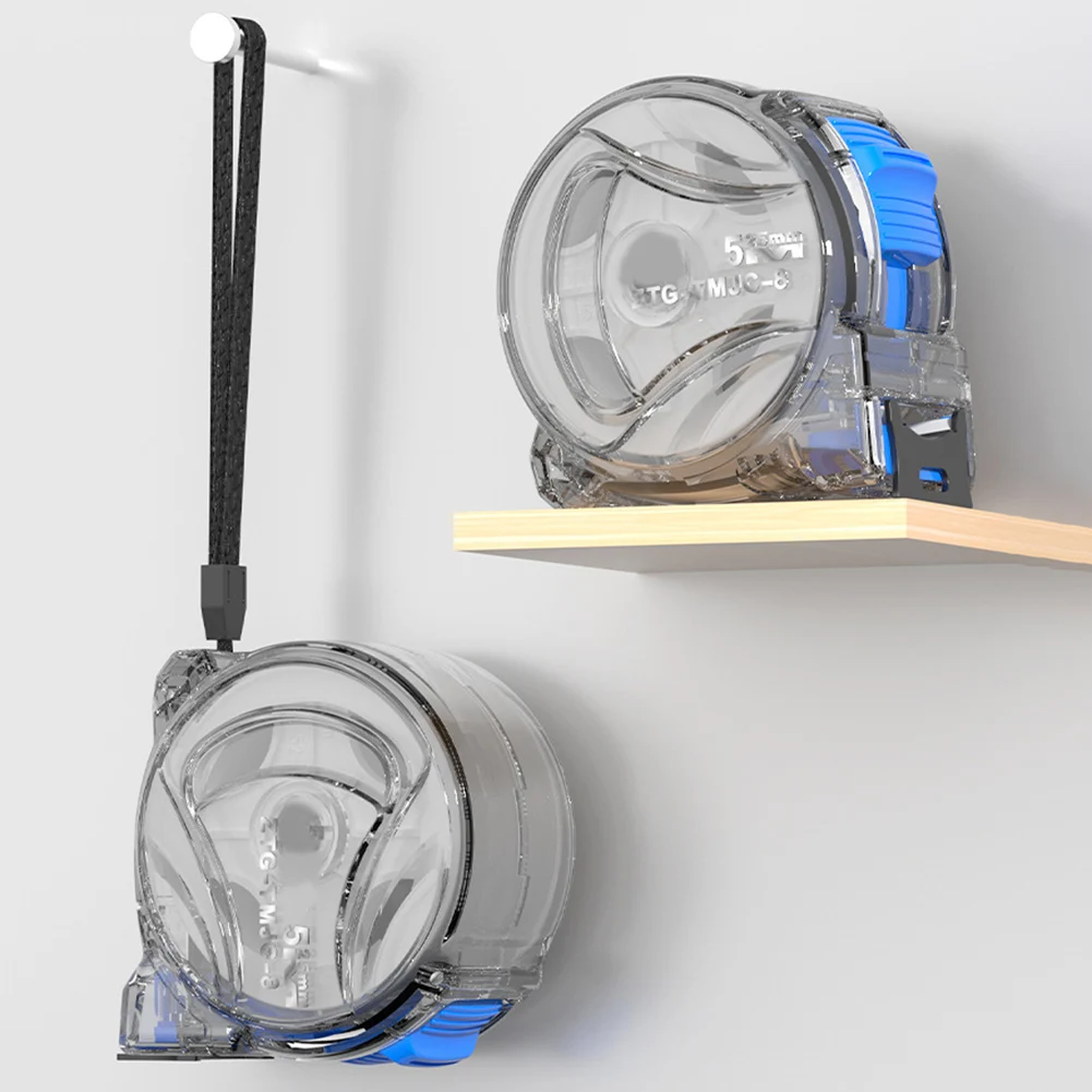 

Transparent Case Steel Tape Measure with Carbon Steel Blade and Unique Point Hook for Accurate Measurement Results