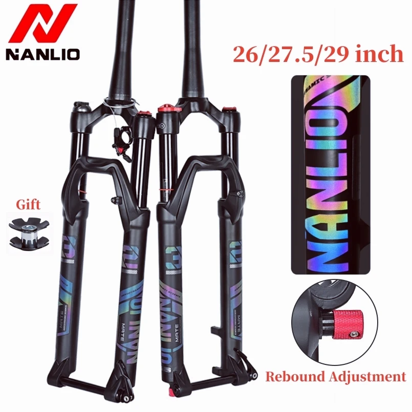 

27.5 29 Inch Mountain Bike Fork 120mm Travel MTB Air Suspension Fork Damping Rebound Adjustment QR Thru Axle 15*100mm 15*110mm