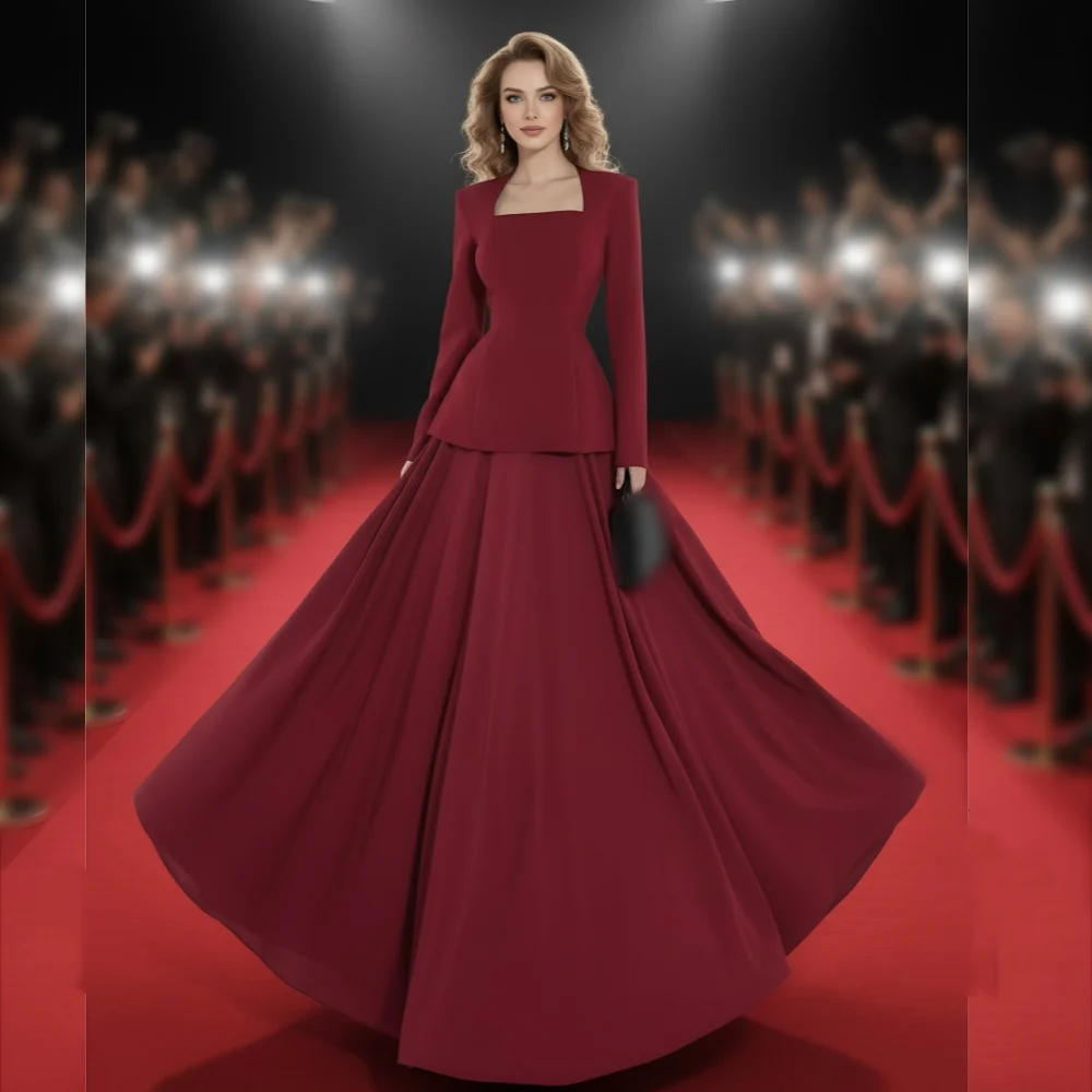 

Customized Grace Evening Dress Square Neck A-line Long Dresses Celebrity Dress Bespoke Occasion Elegant Party Gown