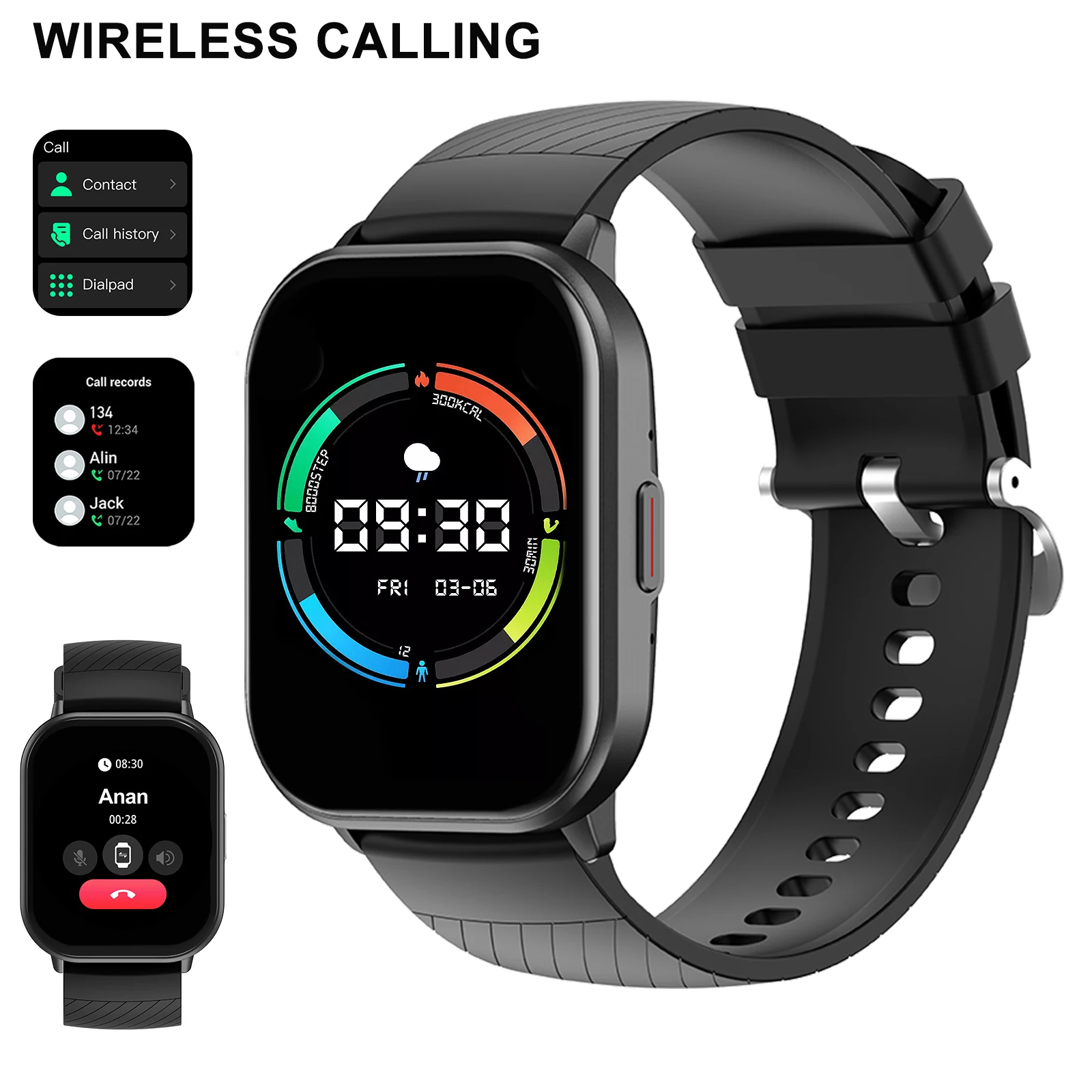 Smart Watch for fitness tracking, sleep monitoring and long battery life, Wireless Calling, Compatible With Android & For Iphone