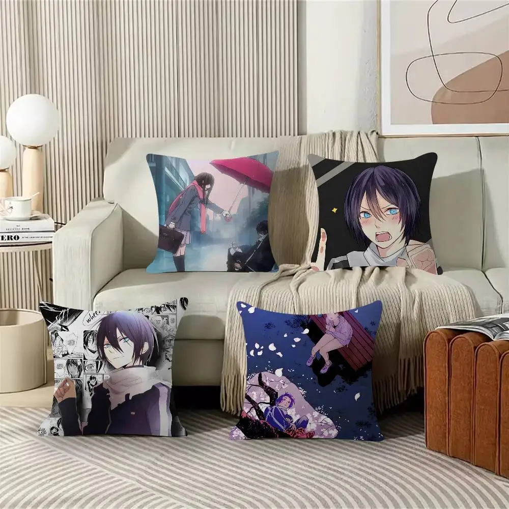 Funda de cojín de anime japonés N-Noragami, decoración rústica para el hogar, fundas de almohada para decoración de sofá