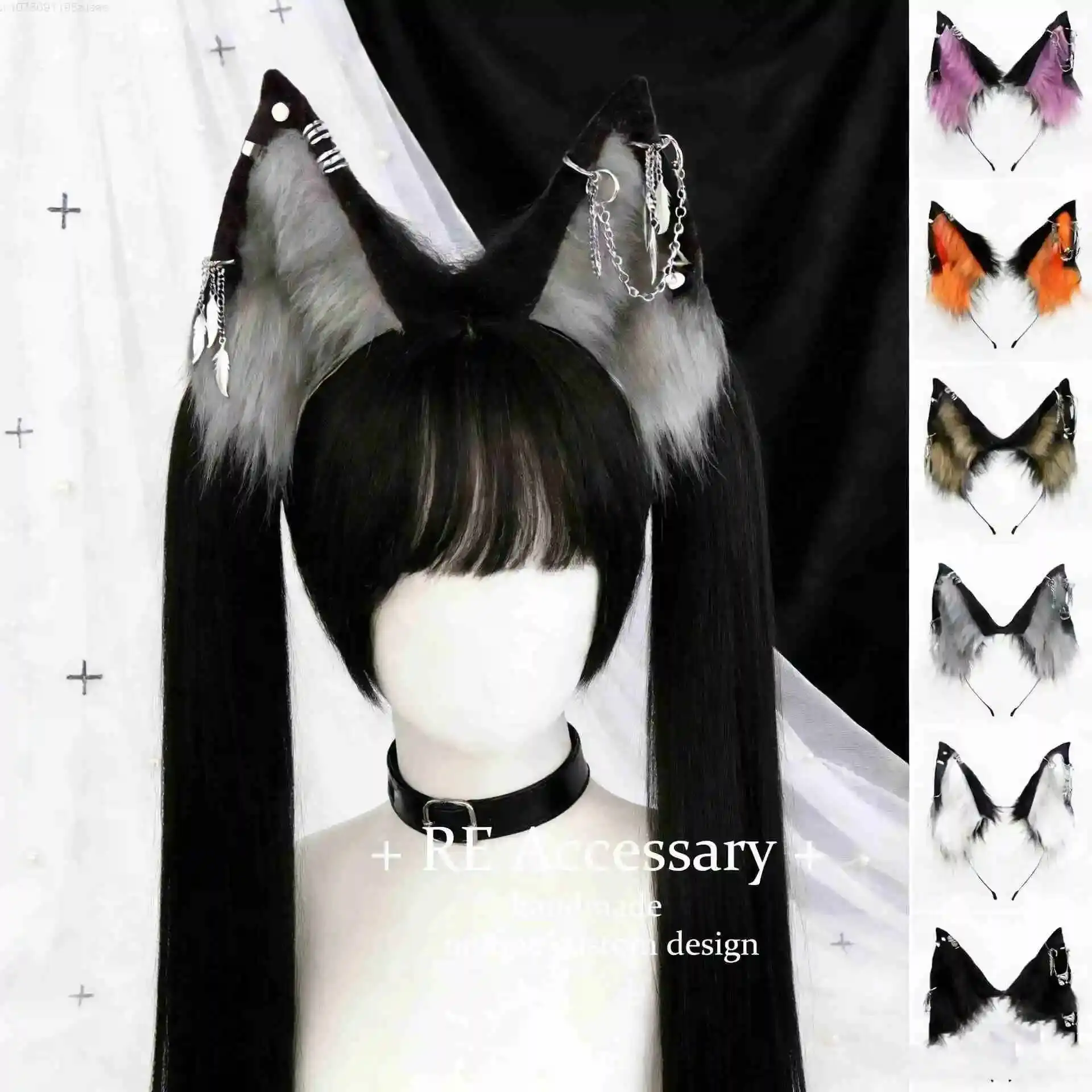 Simulated Wolf Ear Headband Multi-color Handmade Wolf Ear Hair Accessory Cosplay Accessories Headwear Comic Exhibition Beast Ear