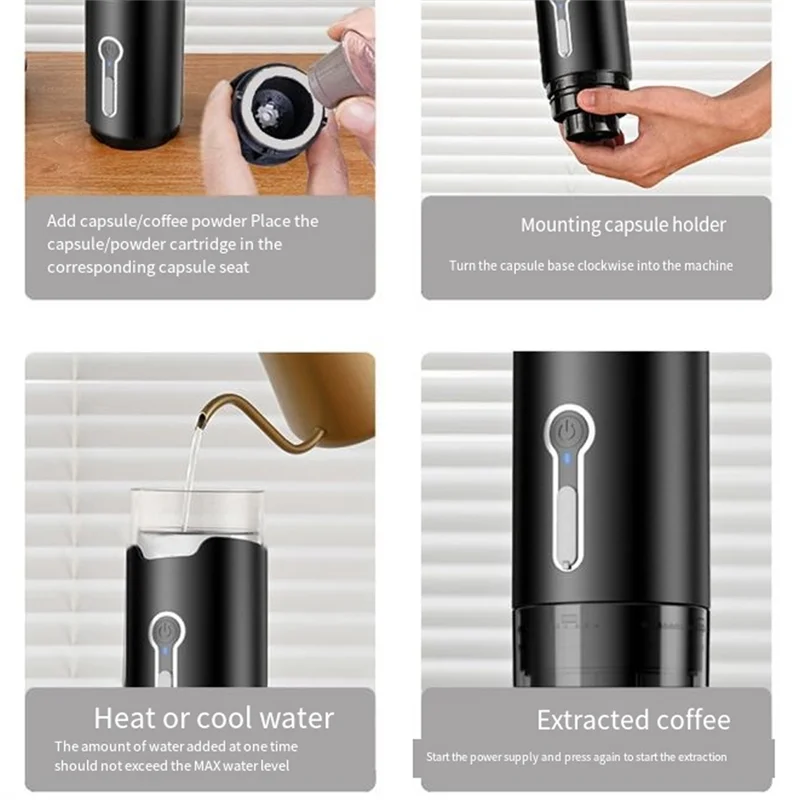 A09G-Premium Portable Coffee Maker, Electric Mini Espresso Machine , Perfect For Travel, Camping And Hiking