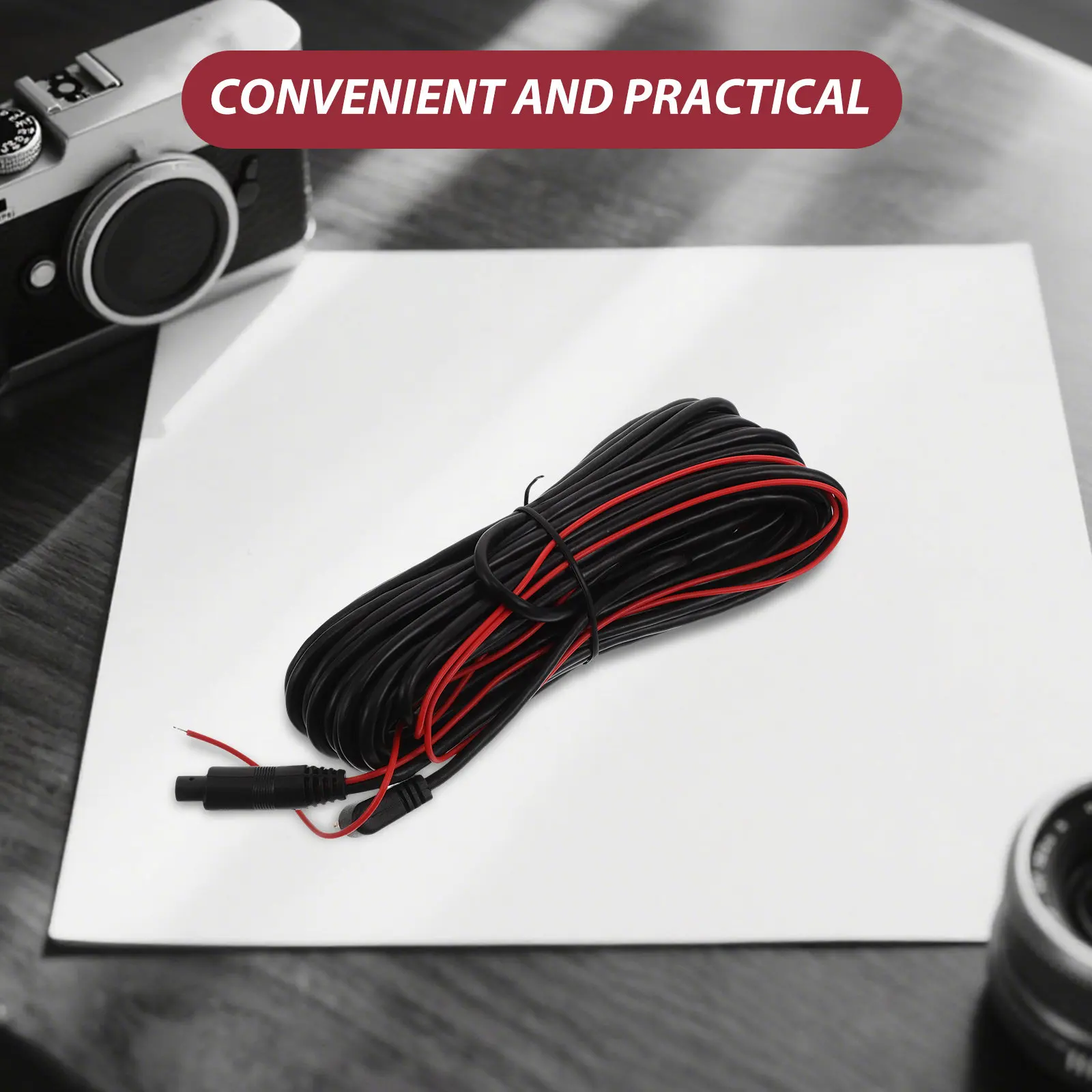 33Ft 4-Pin Dash Cam Rear Cable Heavy-Duty Flexible Camera Extension for Reverse Cam Wire Rear View Adapter Car Recorder Long