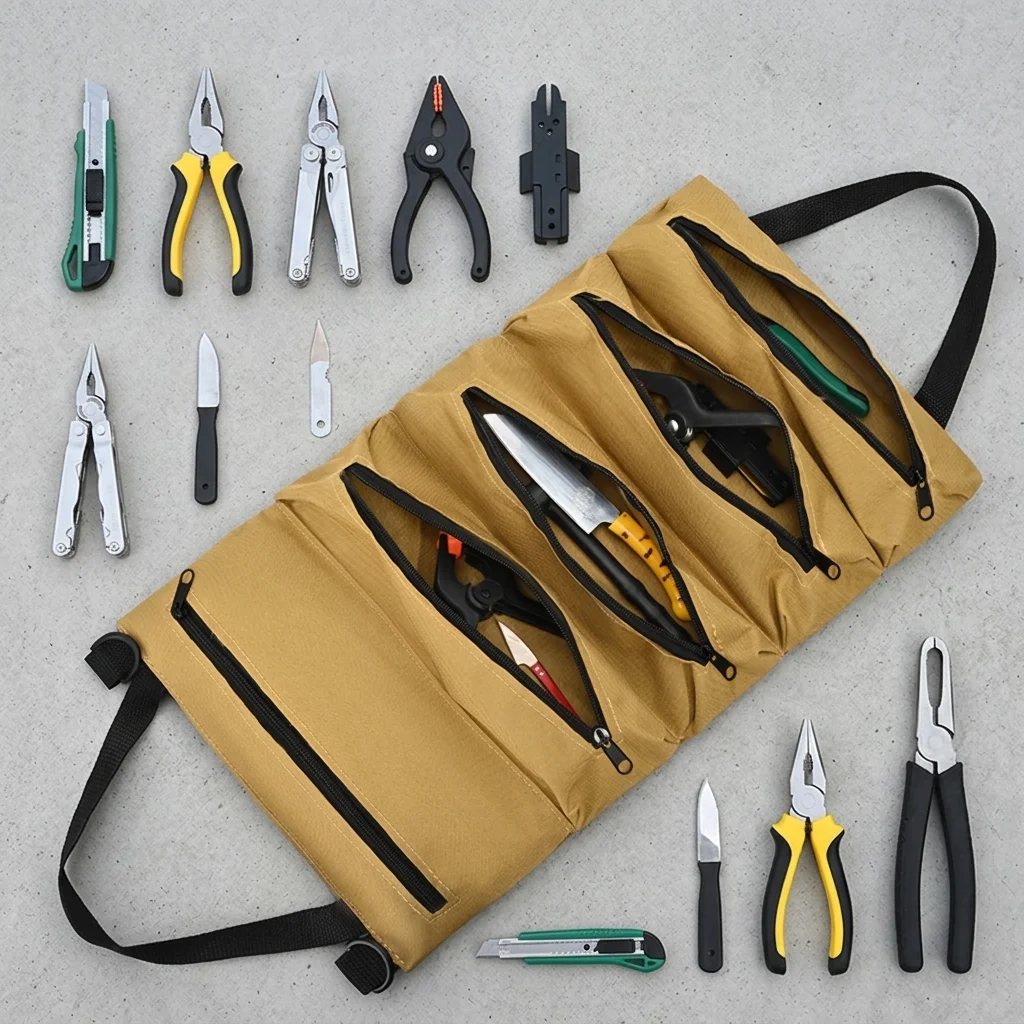 Portable small tool storage bag, multi-purpose tool kit, high-quality professional multi pocket hardware tool bag, rolled up