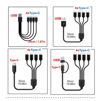 短線 5V USB AC 轉 Type-C 多功能充電線 4 合 1 Micro USB 分線器轉接器線 4 埠 USB-C PD 分線器線 9 最佳銷售 USB-C 分線器線纜 - №3