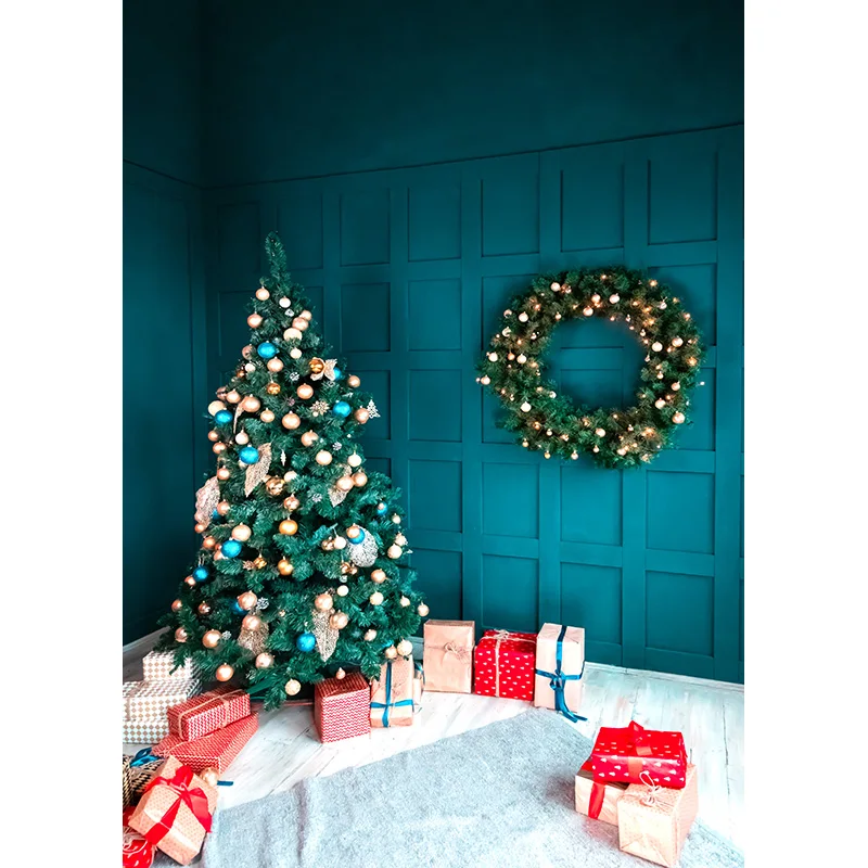 Fondo de fotografía de Navidad para estudio fotográfico, telón de fondo con árbol de Navidad, chimenea, Retrato, accesorios de JPE-66