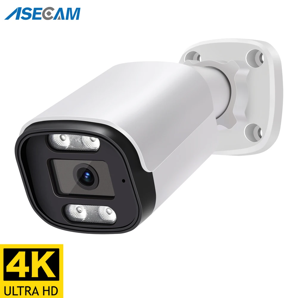 Nuova telecamera CCTV di sorveglianza IP 4K 8MP Audio per esterni POE H.265 Onvif Metal Bullet Home Color Night Vision telecamera di sicurezza