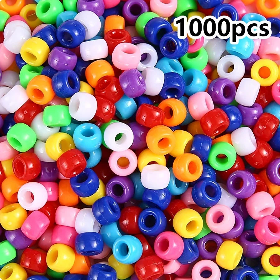 1000pcs Multi-Colored Large Hole Pony Beads for Crafts Hair Braids  and Bracelets  Durable Plastic Beads for Endless Creativity