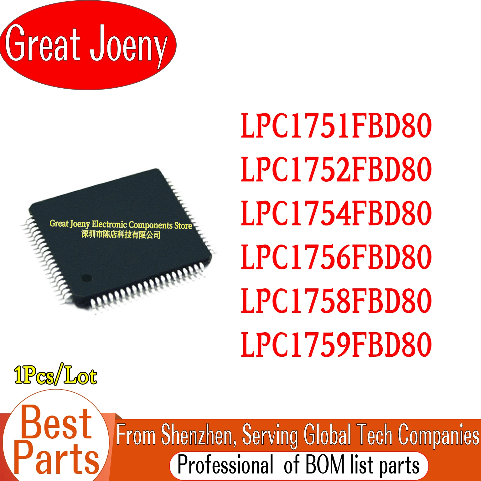 

LPC1751FBD80 LPC1752FBD80 LPC1754FBD80 LPC1756FBD80 LPC1758FBD80 LPC1759FBD80 IC MCU Chipset LQFP-80