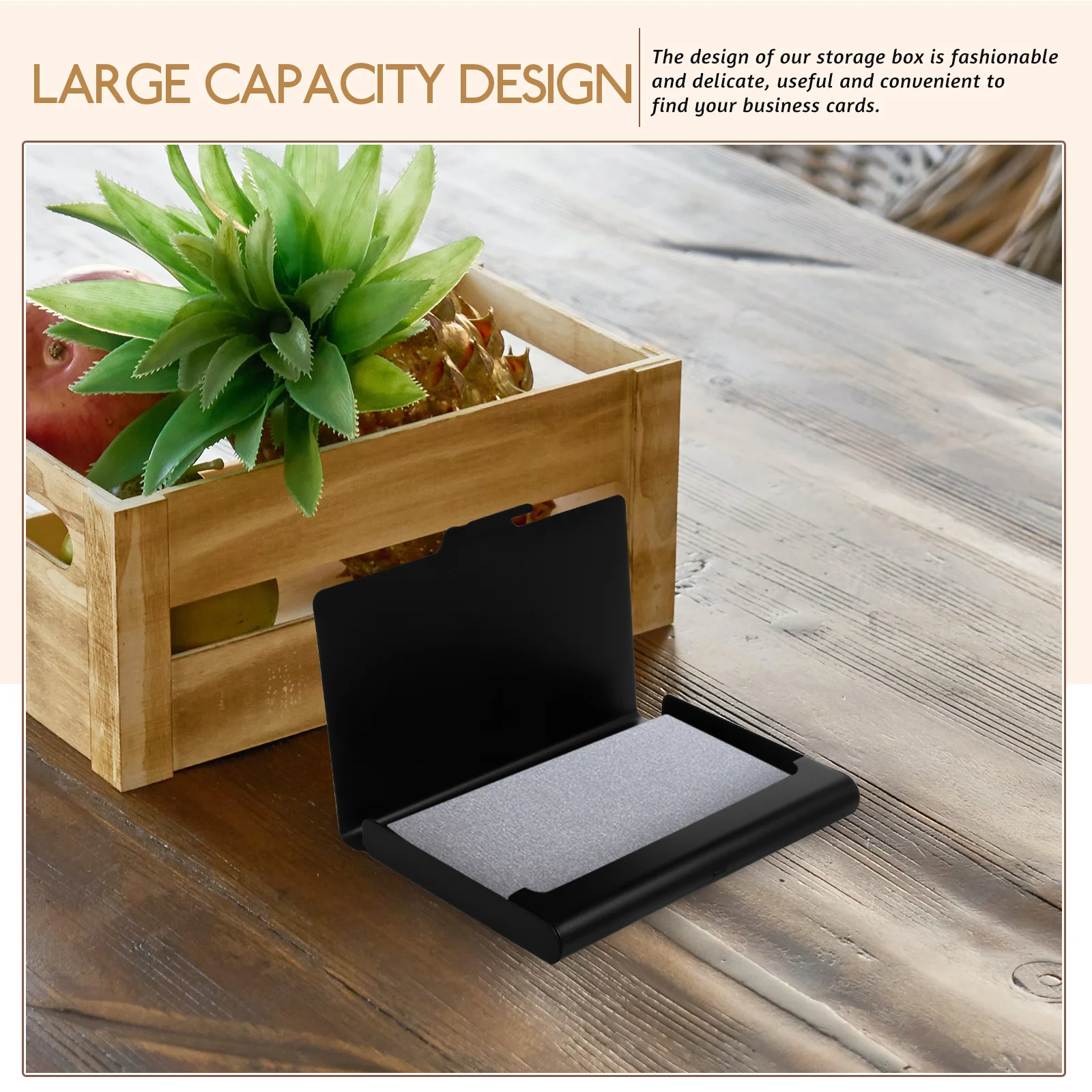 Business Card Holder Box Aluminum Alloy Desktop Organizer Portable Name Cards Storage Box For Office Retail Store Use