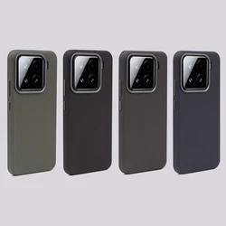Metal Lens Magnetic Phone Case For Xiaomi Mi 15 Pro Mi 14 Luxury Diamond Relief PU Leather Texture Wireless Charging Cover