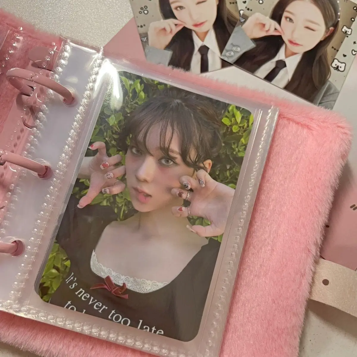 Kawaii Peach Heart Plush M5 Binder Girl\'s Diary Kpop Photocard Holder 3inch Photo Card Collection Book Idol Photo Album M5 다이어리