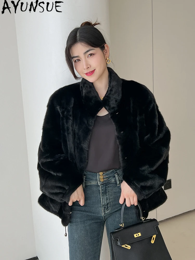AYUNSUE 천연 밍크 모피 자켓 여성 패션 럭셔리 전체 밍크 겨울 자켓 여성 의류 고품질 2025 Кофта С Мехом